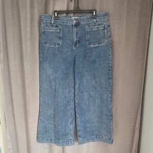 CHARLIE B Size 16 Blue Wide Leg Ankle Jeans